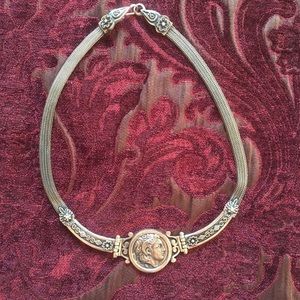 Vintage sterling silver coin collar necklace